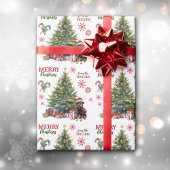 ロットワイラーの木の下のクリスマス犬 ラッピングペーパー