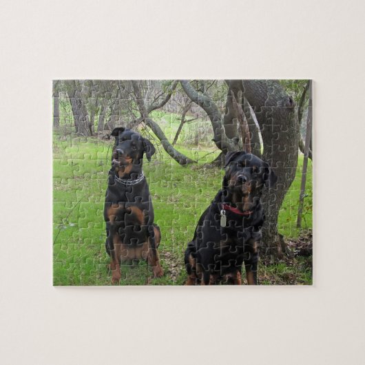 ロットワイラーの母および娘のパズル ジグソーパズル (横)