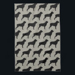 ロットワイラーはパターン灰色のシルエットを描きます キッチンタオル<br><div class="desc">Rottieの恋人の台所タオル</div>