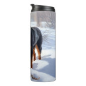 ロットワイラーは雪のクリスマスを許す タンブラー (回転右)