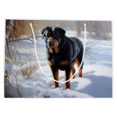 ロットワイラーは雪のクリスマスを許す ラージペーパーバッグ (裏面)