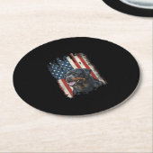ロットワイラーアメリカ国旗愛国犬愛好家 ラウンドペーパーコースター (アングル)