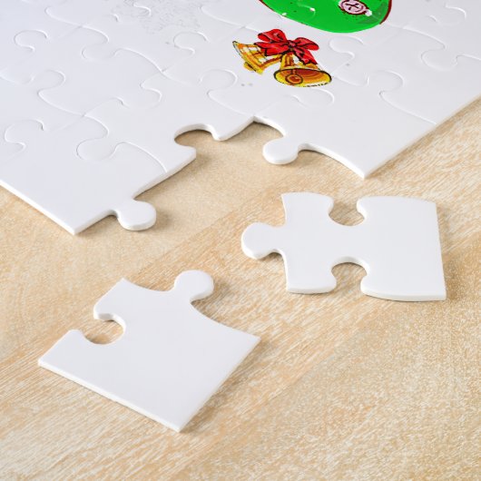 ロットワイラーインソックスクリスマスサンタハットクリスマスライト ジグソーパズル (側面)