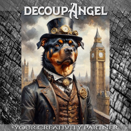 ロットワイラーインLondon - Decopage - 薄葉紙