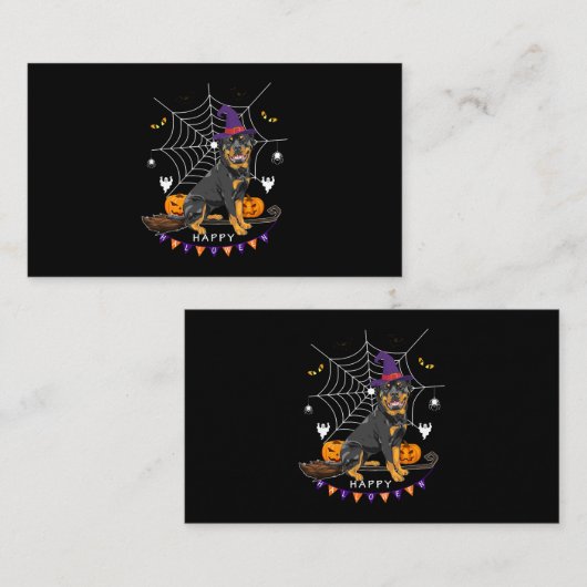 ロットワイラーウィッチパンプキンハロウィンメンズウォメンズドッグ 名刺 (正面/裏面)