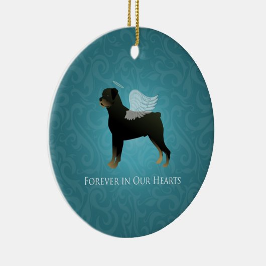 ロットワイラーエンジェルペットメモリアルデザイン セラミックオーナメント (右)
