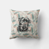 ロットワイラーカスタムポートレート枕抽象芸術模様 クッション (裏面)