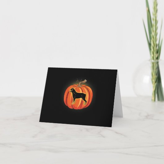 ロットワイラーカボチャハロウィーンの衣装犬好き サンキューカード (正面)