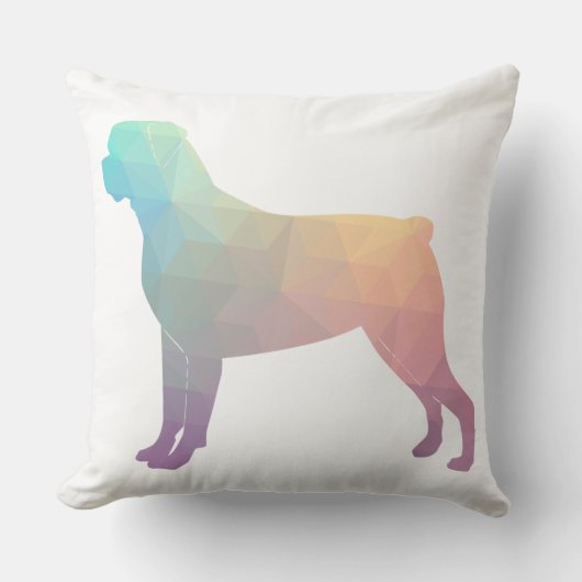 ロットワイラーカラフル幾何学模様シルエット クッション (正面)