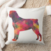 ロットワイラーカラフル幾何学模様シルエット クッション (ブランケット)