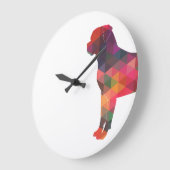 ロットワイラーカラフル幾何学模様シルエット ラージ壁時計 (傾斜)