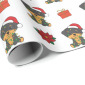 ロットワイラークリスマスウィンターキュートドッグズホリデー ラッピングペーパー (ロールコーナー)