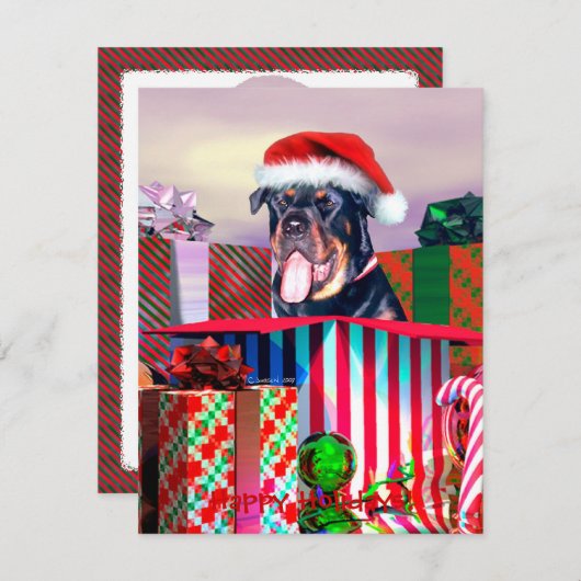 ロットワイラークリスマスサプライズ 招待状 (正面/裏面)