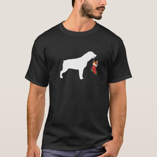 ロットワイラークリスマスストッキングスタッフドッグ Tシャツ (正面)