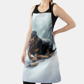 ロットワイラークリスマススノーウィンター装飾用クッション エプロン (インサイチュ)