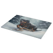 ロットワイラークリスマススノーウィンター装飾用クッション カッティングボード (角)