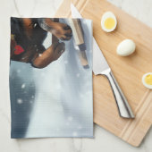 ロットワイラークリスマススノーウィンター装飾用クッション キッチンタオル (四つ折り)