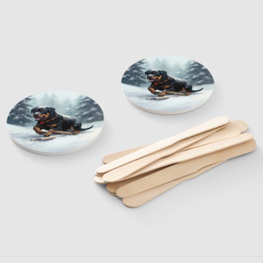 ロットワイラークリスマススノーウィンター装飾用クッション ハンドファン (組立なし)