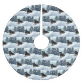 ロットワイラークリスマススノーウィンター装飾用クッション ブラッシュドポリエステルツリースカート (正面)