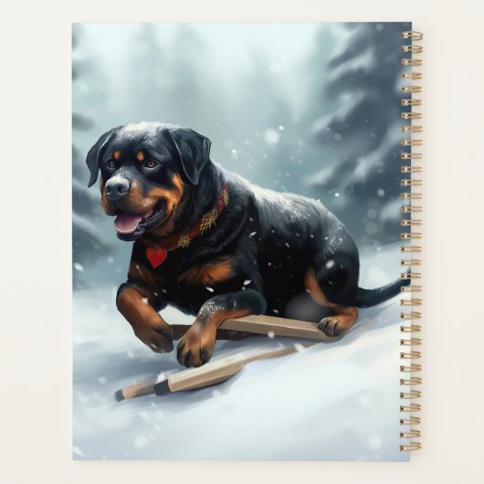 ロットワイラークリスマススノーウィンター装飾用クッション プランナー手帳 (裏面)