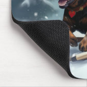 ロットワイラークリスマススノーウィンター装飾用クッション マウスパッド (コーナー)