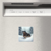 ロットワイラークリスマススノーウィンター装飾用クッション マグネット (インサイチュ (食洗機))