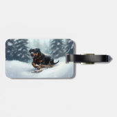 ロットワイラークリスマススノーウィンター装飾用クッション ラゲッジタグ (裏面横)