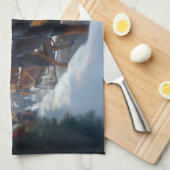 ロットワイラークリスマスフェスティバルシーズン キッチンタオル (四つ折り)