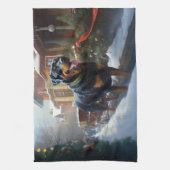 ロットワイラークリスマスフェスティバルシーズン キッチンタオル (縦)