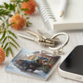 ロットワイラークリスマスフェスティバルシーズン キーホルダー (正面右)