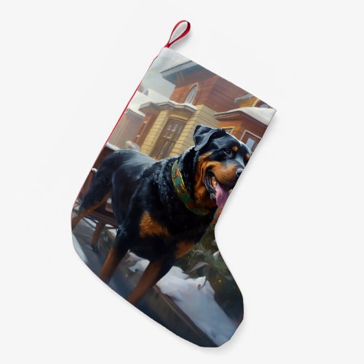 ロットワイラークリスマスフェスティバルシーズン スモールクリスマスストッキング (正面 (吊り時))
