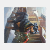 ロットワイラークリスマスフェスティバルシーズン フリースブランケット (正面(横))