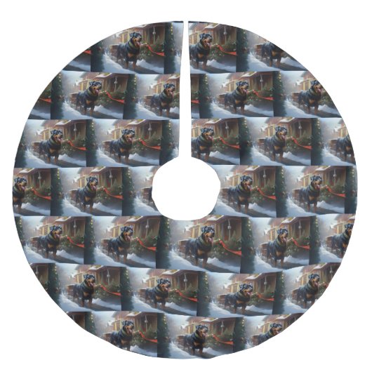 ロットワイラークリスマスフェスティバルシーズン ブラッシュドポリエステルツリースカート (正面)