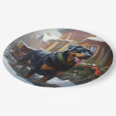 ロットワイラークリスマスフェスティバルシーズン ペーパープレート (アングル)