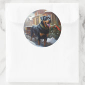 ロットワイラークリスマスフェスティバルシーズン ラウンドシール (バッグ)