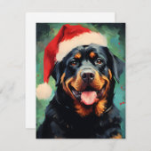 ロットワイラークリスマスブ絵を描ラシのアートワーク シーズンカード (正面/裏面)