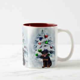 ロットワイラークリスマスプレゼント ツートーンマグカップ