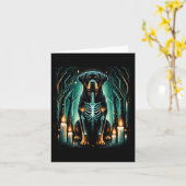 ロットワイラークールドッグスケルトンハロウィンドッグママパパ カード (黄色い花)