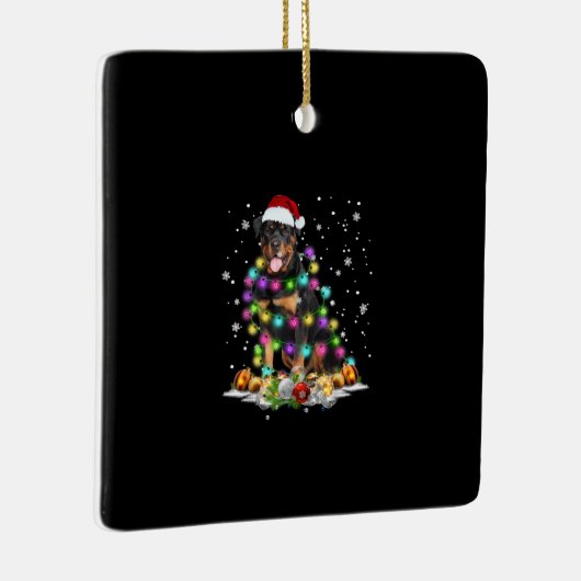 ロットワイラーサンタクリスマスツリーライトクリスマス セラミックオーナメント (右)