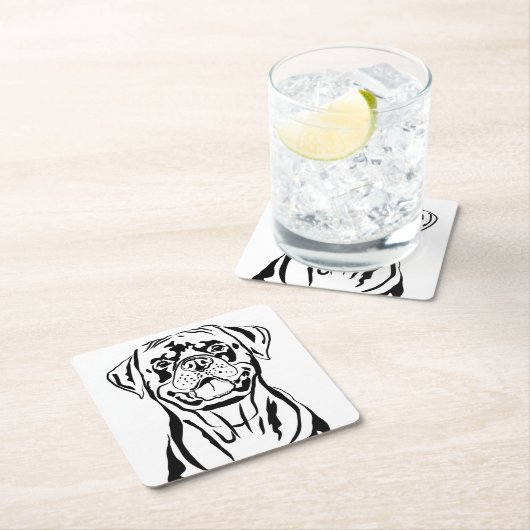 ロットワイラースケッチ スクエアペーパーコースター (インサイチュ)