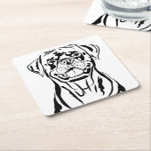 ロットワイラースケッチ スクエアペーパーコースター (アングル)