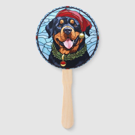 ロットワイラーステンドグラスのクリスマス ハンドファン (裏面)