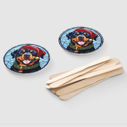 ロットワイラーステンドグラスのクリスマス ハンドファン (組立なし)