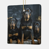 ロットワイラースノウリースレイクリスマスデコール セラミックオーナメント (左)