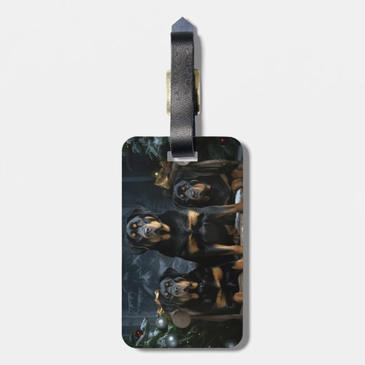 ロットワイラースノウリースレイクリスマスデコール ラゲッジタグ (裏面縦)