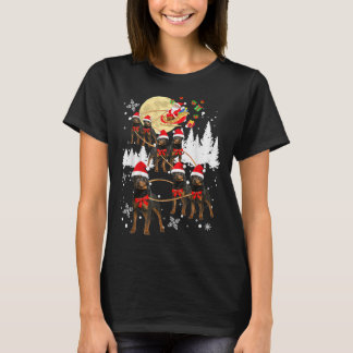 ロットワイラートナディアクリスマスムーンサンタドッグ Tシャツ