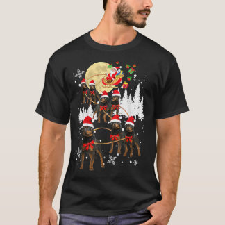 ロットワイラートナディアクリスマスムーンサンタドッグ Tシャツ