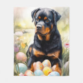 ロットワイラードッグとイースターエッグホリデイ フリースブランケット (正面)