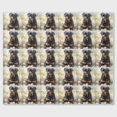 ロットワイラードッグとイースターエッグホリデイ ラッピングペーパー (フラット)