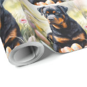 ロットワイラードッグとイースターエッグホリデイ ラッピングペーパー (ロールコーナー)